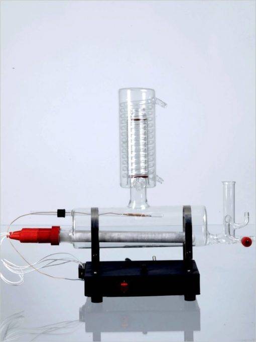 Single stage, water distillation, all glass, horizontal model with inbuilt safety cutoff (New)