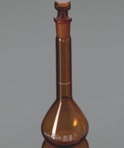 Amber Volumetric Flask, CLASS A, UNSERIALIZED, With Penny Head Stopper, ASTM