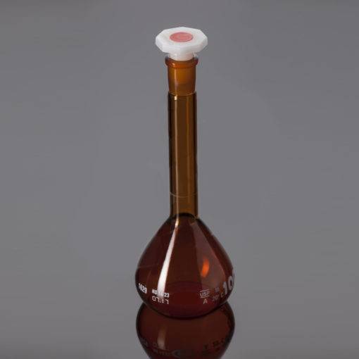 Amber Volumetric Flask, CLASS A, UNSERIALIZED, With Penny Head Stopper, ASTM